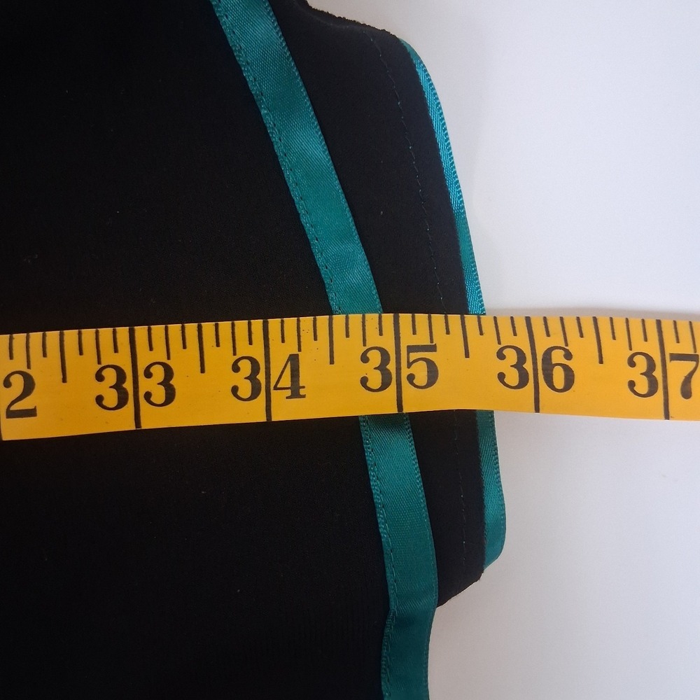 Vintage 90s Taboo Babydoll Teal Satin Black Dress Sm Tiered Glam‎ Partycore Y2K - Picture 11 of 11
